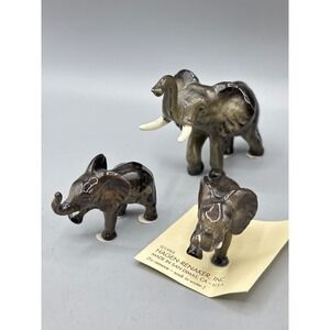 Vintage 1995 Hagen Renaker Elephant Figurines Set Of 3 Ceramic Decor